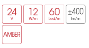 FULLWAT - DOMOX-5060-AB-ESPWPX. Tira De LED Estándar - Ámbar. 24Vdc - 360 Lm/M - IP54